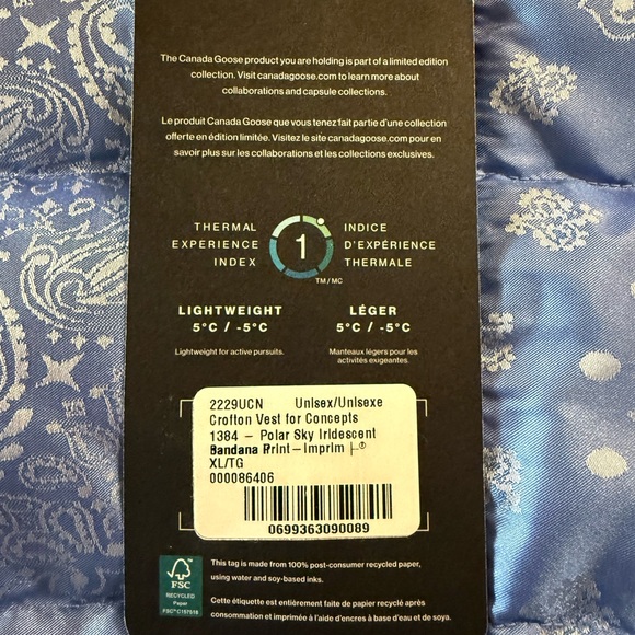 Concepts Canada Goose collab vest XL new with tags blue bandana print - Picture 6 of 13
